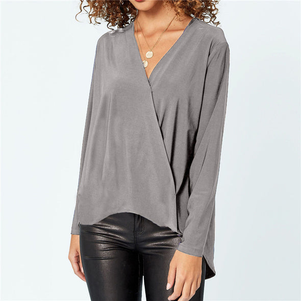 Women's Casual Long Sleeve V-Neck Shirt