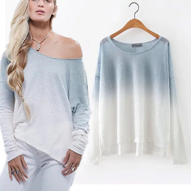 Gradient Long Sleeve Round Neck Sweatshirt