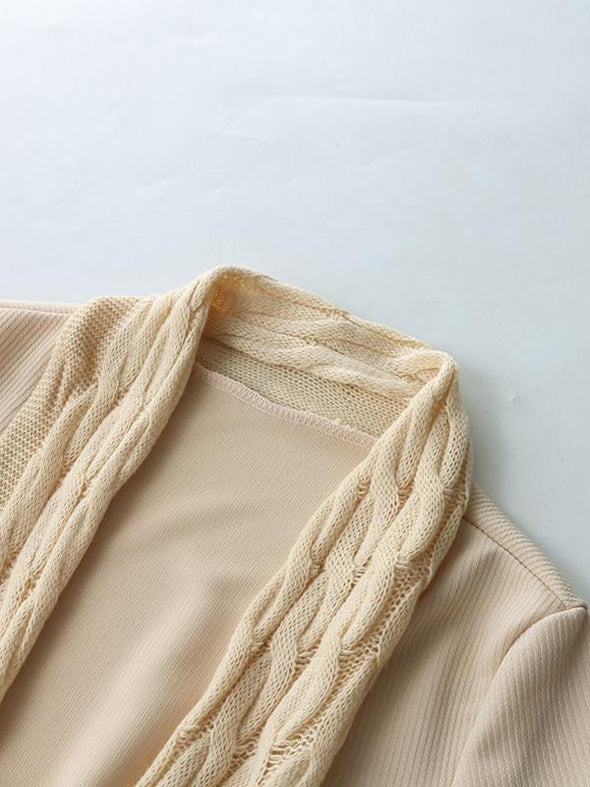 Solid Color Long Sleeve Irregular Knit Cardigan