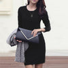 Long Sleeve Pure Color Bodycon Dress