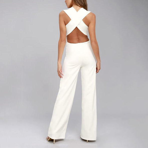 Sexy V-Neck Sleeveless Backless Jumpsuit