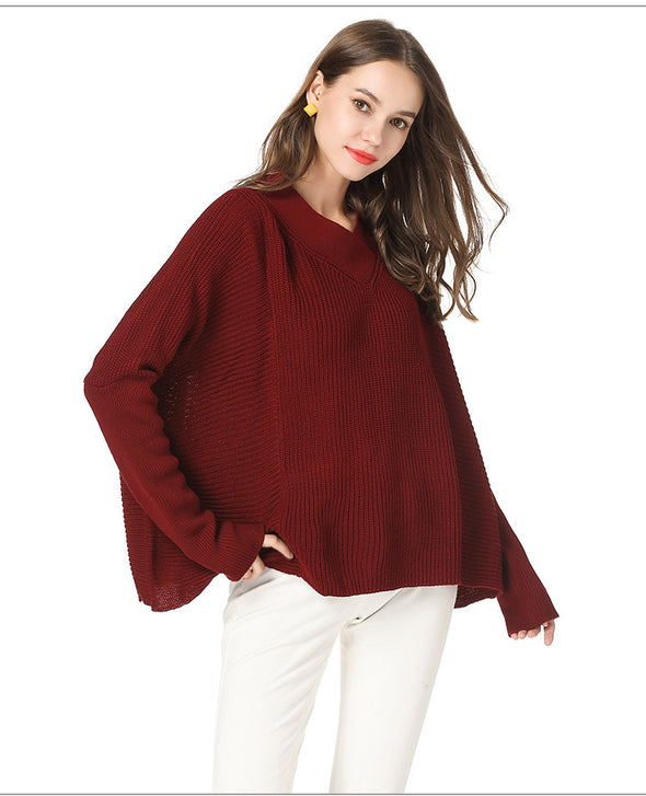 Fashion Loose V- neck Knitting Sweaters