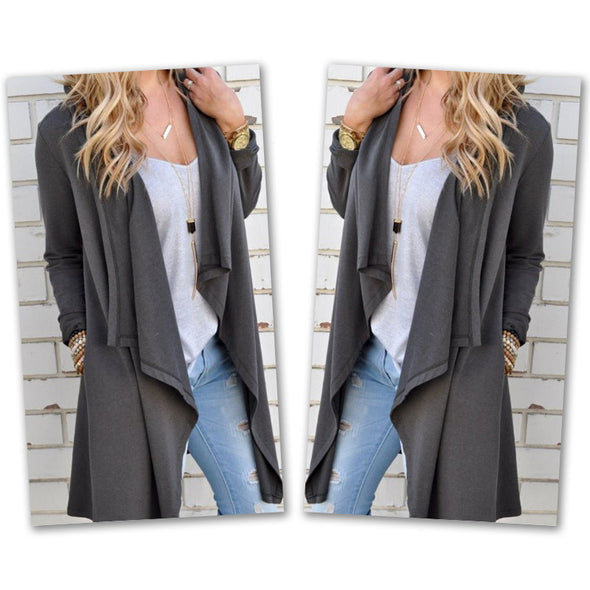 Long Sleeved Solid Color Knit Cardigan