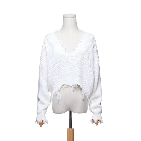 Large V-Neck Wear Tassel Loose New Bottoming Sweater