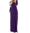 Long Sleeved Solid Color Evening Dress