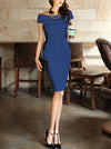 Boat Neck  Plain Bodycon Dress