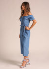 New cowboy slash neck Cropped jumpsuit