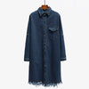 Fashion Washed Raw Long Sleeve Denim Jacket