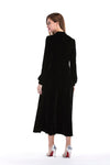 New solid color O-neck long sleeve waist A-line dress