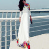 Printed Floor Length White Evening Dress