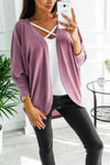 Asymmetric Neck  Snap Front  Plain Cardigans