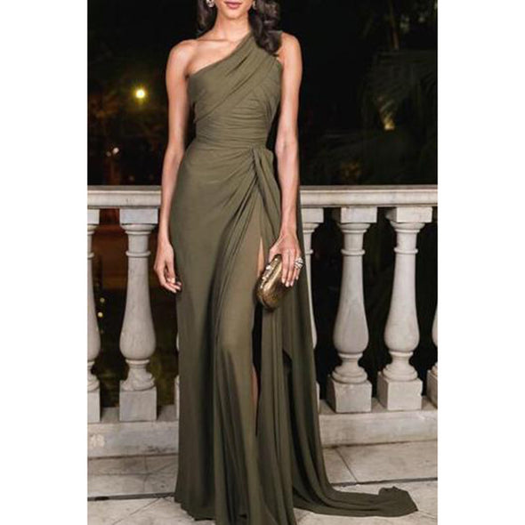 Women's Sexy Strapless Side Slit Evening Dress