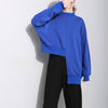 Irregular Solid Color O-Neck Loose Sweatshirt