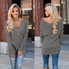 Sexy Deep V-Neck Long Sleeve Irregular Sweater