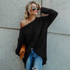 Solid Color Long-Sleeved Shoulder Sweater