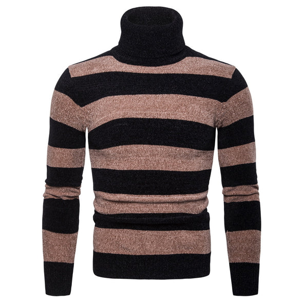 New Turtleneck Slim Men's Striped Turtleneck Sweater