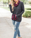 Pile Of Collar Plaid Stitching Casual T-Shirt Sweatshirt