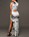 Sleeveless Sexy Striped O-Neck Maxi Dress