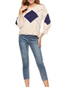 Loose Long Sleeve O-Neck Diamond Sweater