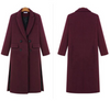 Pure Color Double-breasted Lapel Woolen Coat