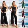 Summer Halter Sleeveless Strap V-neck Strap Wide-leg Pants