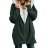 Fashion Solid Hooded Zipper Plush Cardigan Coat