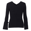 Back Bandage Bell Sleeve V- neck Sweaters