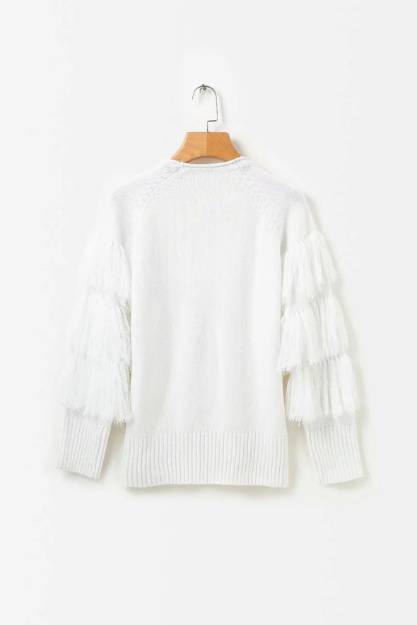 Fashion Tassel Single-Breasted V-Neck Sweater