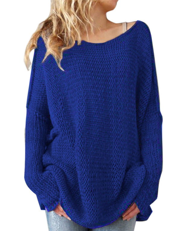 Solid Color Round Neck Medium Style Sweaters