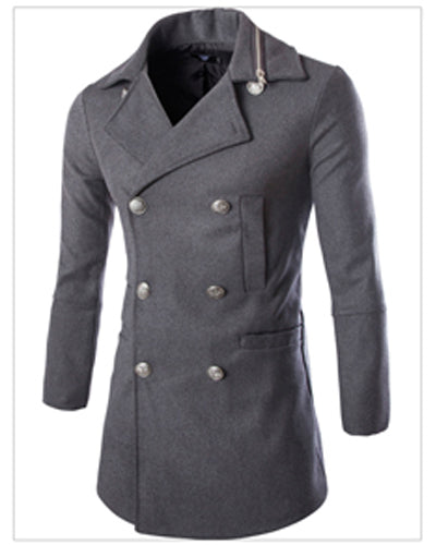 Men's Double-Breasted Lapel Trench Coat