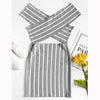 Women's striped one-neck dress bag hip skirt