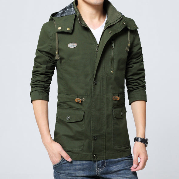 Men's Casual Hooded Stand Collar Jacket