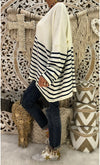 Striped V-Neck Long-Sleeved Sweater