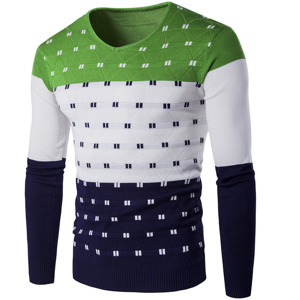 New Men's Color Matching Warm Sweater