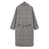 Fashion Plaid Double-breasted Long Sleeve Woolen Coat