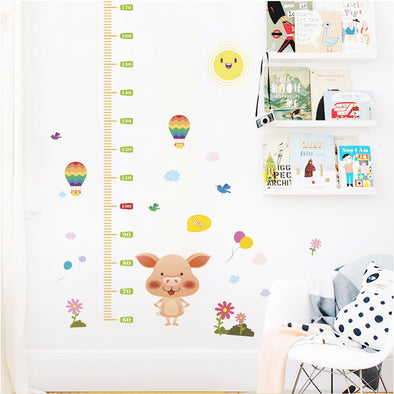 Removable Cartoon Pig Measuring Height Wall Sticker