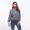 Fashion Bandage Round Neck Short Sweaters