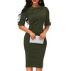 New Lapel Mid-Sleeve Slim Bodycon