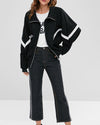 New Loose Solid Color Zipper Lapel Jacket