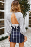 New Long Sleeve Open Back Bow Sweater