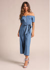 New cowboy slash neck Cropped jumpsuit