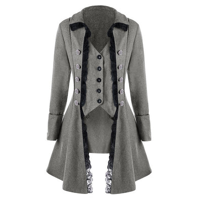 Irregular Pure Color Long Sleeve Three-breasted Buckle Coat