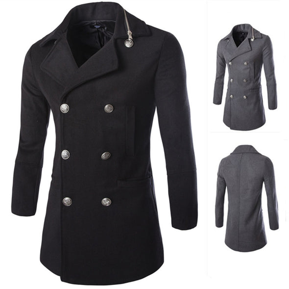 Men's Double-Breasted Lapel Trench Coat