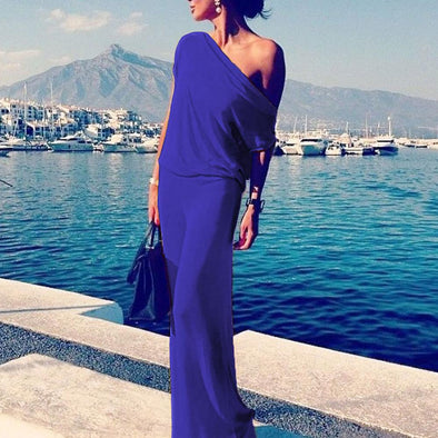 One Shoulder  Plain Maxi Dresses