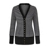 Striped Stitching Long Sleeve Single-Breasted Cardigan