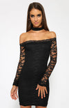 Lace Sexy Off Shoulder Pure Color Bodycon Dress