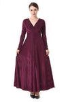 V-Neck Velvet Evening Dress