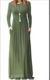 Long Sleeved Solid Color Evening Dress