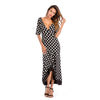 Sexy Deep V-neck Halter Waves Irregular Ruffle Maxi Dress