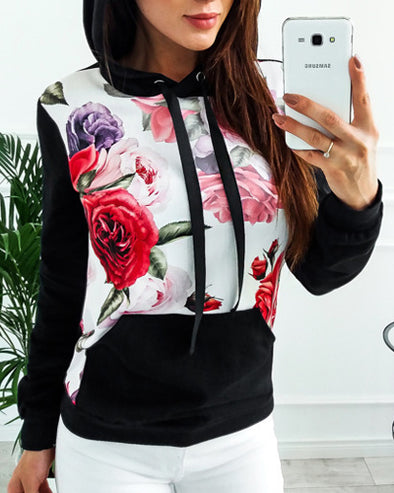 Fashion Printed Long Sleeve Hooded Sweater Coat